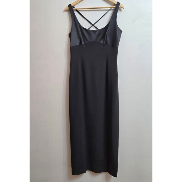 Tahari Womens Y2K Fairy Grunge Whimsigoth Black Midi Dress 12 Babydoll Top Vamp - Picture 1 of 11